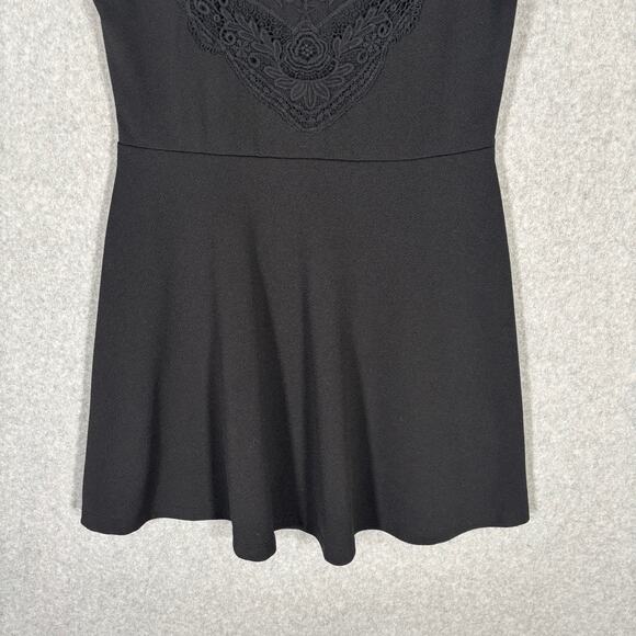 Foreign Exchange Dress Large Mini Crochet Lace Witchy Skater Boho Cowgirl Gothic - Picture 3 of 11